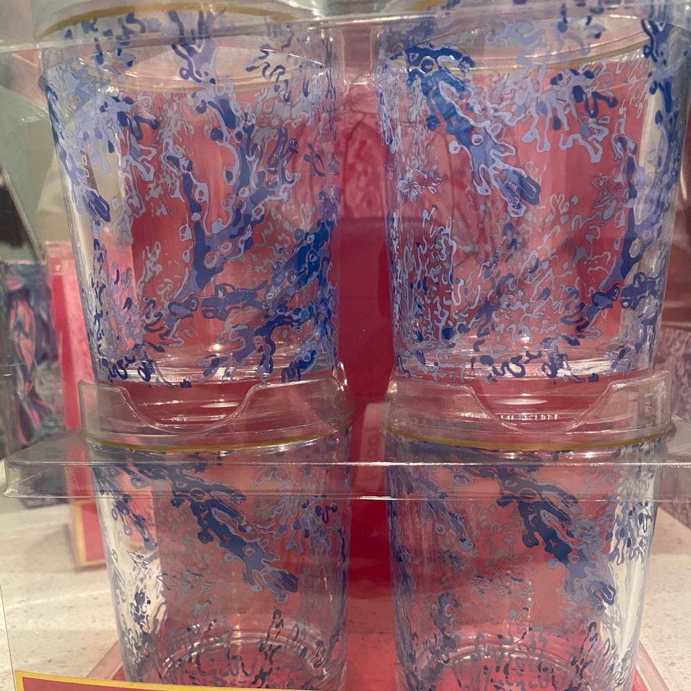 4 Lo ball acrylic glasses Lilly Pulitzer